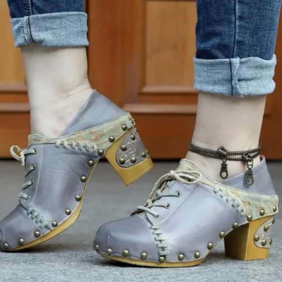 SOFFIA ARTSY STUDDED PATCHWORK LEATHER SHOOTIE NWOT SIZE 6.5 - Picture 3 of 8